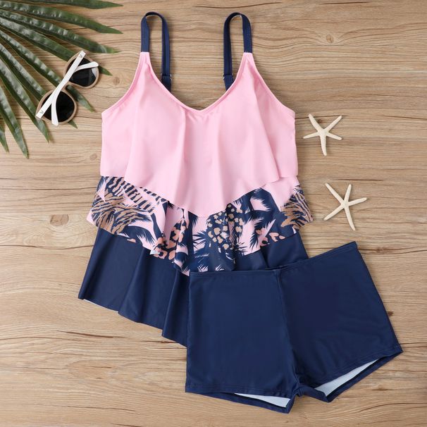 Women's Plus Size Two Piece Swimsuit Skirt Style Printed Bikini New Style For Spring/Summer/Autumn_ecoleips.com