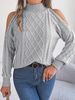K Casual Twisted Lace-up Off-shoulder Half-turtleneck Long-sleeve Pullover Sweater For Women_ecoleips.com