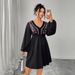 Women's Clothing Plus Size Clothes Elegant Plus Size V-Neck Embroidered Dress - Flowy Retro Summer Dress For Women, Loose Fit High Waist Maxi Dress_ecoleips.com
