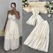 Women's Sexy Alluring Vacation Outfit Summer Style Irregular Halter Neck Suspender Top with Slit High Waisted Skirt Set_ecoleips.com
