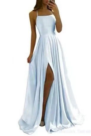 Women's Clothing Long Dress Slim Off Shoulder Prom Host Formal Dress Simple Sexy Slit_ecoleips.com