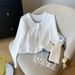 Women's Clothing Women's Faux Two Piece Set Casual Versatile Drawstring Cardigan Round Neck Long Sleeved T-Shirt Top Style Relaxed Fit_ecoleips.com