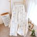 Sleepy Pants For Women Cotton Spring And Summer Thin Sweet And Floral Printed Trousers With Side Pockets Loose Fit Home Pants_ecoleips.com