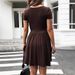 Elegant Women's Slim Dress Square Neck Short Sleeved Solid Color Spring Summer Fashion_ecoleips.com