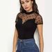 2026 Sexy Mesh Patchwork Short Sleeve T-Shirt With Small Stand Collar, Slimming Top For Women, Fashionable And Slim-Fit_ecoleips.com