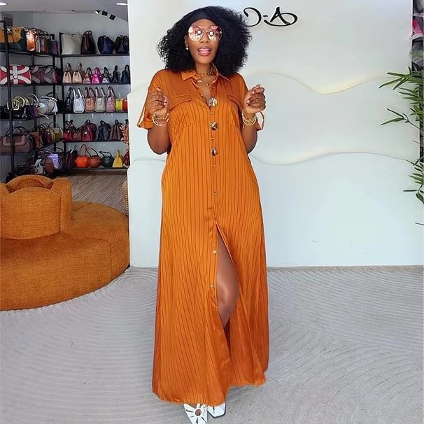 Spring New Women's Clothing Light Luxury Fashion Striped Shirt Dress Comfortable American Style_ecoleips.com