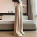 Knitted Wide Leg With A Sense Of Design, Side Pleat Groove Strips, Autumn Winter Thick Hanging Feeling, Loose And_ecoleips.com
