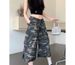 American Style Seven Quarter Jeans For Women New High Waisted Loose Fit Slimming Camouflage Wide Straight Leg_ecoleips.com