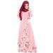 New Cross-border Middle Eastern Arab Turkish Pullover Slim-fit Long Dress, Elegant Mid-length Printed Tie Dress_ecoleips.com
