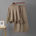 Women's Winter Knitted Sweater Set Fashionable Temperament Lazy Style Tops And Wide Leg Pants Two-Piece Suit European American Inspired_ecoleips.com