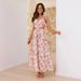 2026 Cross-Border Summer Bestseller Chiffon Floral Dress With Backless Design, Cross-Tie Straps, Pleated Large Hem Gown_ecoleips.com