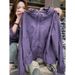 2025 Summer New Women's Elegant Purple Loose Thin Hooded Casual Sunscreen Stormtrooper Coat_ecoleips.com