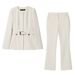 Women's Tailored Belted Blazer & Flared Pants Set – Autumn Elegance (Chic Office Wear, Retro-Inspired Outfit)_ecoleips.com