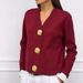 cross-border High-end Short Knitted Cardigan For Women, 2026 Autumn New Slim-fit Metal Button Sweater_ecoleips.com