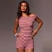 Women's Clothing Striped Tank Top And Shorts Set Summer Knitted 2-Piece Outfit Hot Pants And Top Combo_ecoleips.com