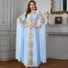 Modest Evening Dress/Formal Dress Women Dubai Abaya Dress - Long Sleeve Embroidered Muslim Gown With Color Blocking, Red/Yellow/Light Blue_ecoleips.com