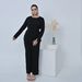 Women's Clothing Modest Set Premium Polyester Lounge Set – V-Neck Top & Flowy Pants In Black, Espresso, Lavender, Olive & Wine (Office-to-Errand)_ecoleips.com