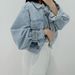 Oversized Denim Jacket With Utility Pockets – Vintage-Inspired Cropped Workwear Coat (One-Size, Unisex Streetwear In Light/Deep Blue)_ecoleips.com
