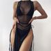 Aria Basics New Style European And American Solid Color Long Swimsuit Sun Protection Cover-Up Bikini Beach Skirt Three-Piece_ecoleips.com