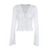 CF24282 Autumn 2024 New Style European And American Fashion Casual Versatile V-neck Lace Trim Button Top For Women_ecoleips.com
