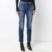Women's Clothing Gray And Dark Blue High Waist Straight Nine Point Jeans For Women In Autumn With Asymmetric Trouser Legs_ecoleips.com