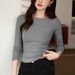 #Selection Of Good Products # One Cinched Waist Pleated Temperament Off Shoulder T-Shirt For Women's Autumn Long Sleeved_ecoleips.com