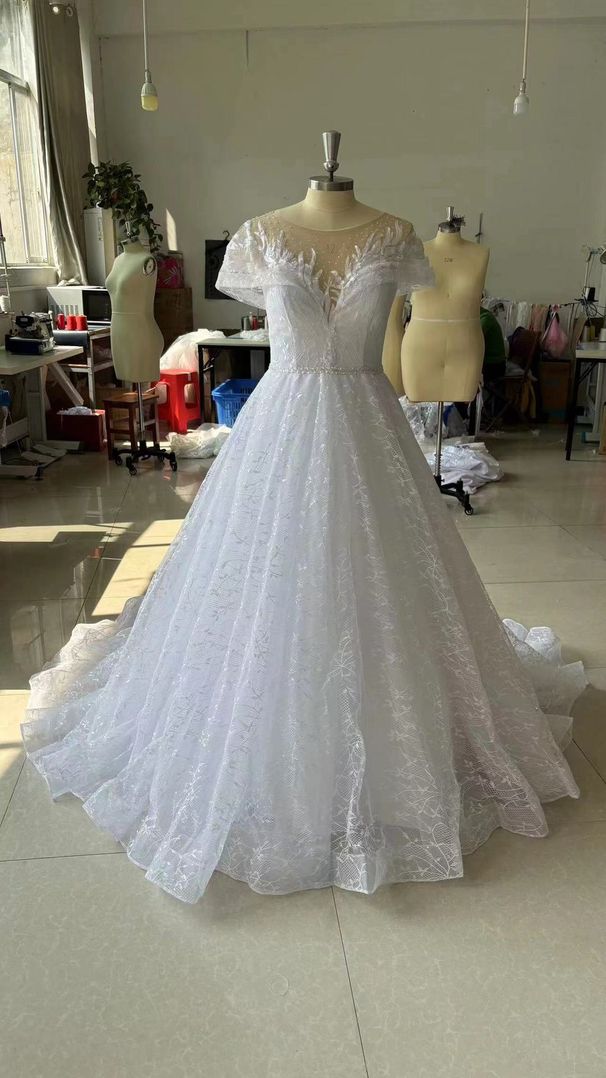 Women's Clothing One Shoulder Light Wedding Dress Bride Main Veil Lace Outing Veil Small Tail_ecoleips.com