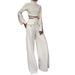 Women's clothing border high collar solid color navel exposed sweet and spicy loose wide leg suit for women_ecoleips.com