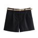 Aria Basics Aria Basics 2024 Summer New Women's European And American Style Belted Casual Fashion Versatile Shorts 8372104_ecoleips.com