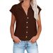 Verve 2025 Summer New Solid Color Single-Breasted Shirt Women's Casual Short Sleeve Top_ecoleips.com