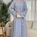 Muslim Fashion Ladies Lace Two Piece Suit Set Islamic Traditional Arab Dress_ecoleips.com