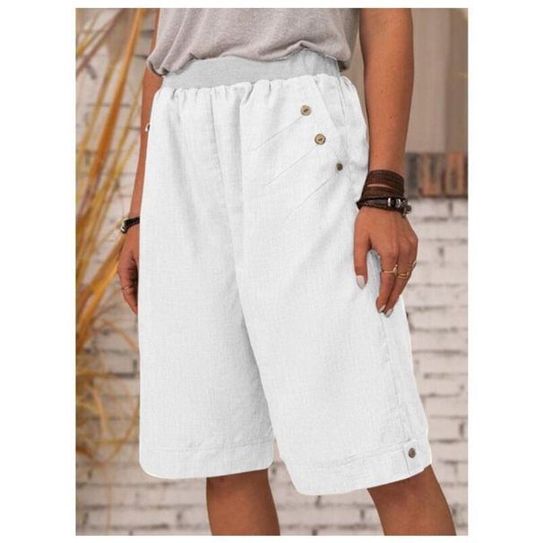 Aria Basics Aria Basics 2023 New Cotton-linen Shorts, Knee-length Cross-border European And American Foreign Trade Women's Clothing, Solid Color_ecoleips.com