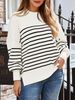 K European And American Women's Round Neck Batwing Long Sleeved Sweater Knitted Side Slit Pullover_ecoleips.com