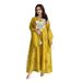 Muslim Dress Women Handcrafted Muslim Abaya Dress With Embroidered Floral Detailing – Elegant Batwing Sleeves (Yellow/Pink)_ecoleips.com