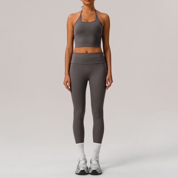 Tight Fitting Beautiful Back Yoga Suit For Women Quick Drying Folded High Waist Pants Casual Versatile Wear Resistant Fitness Sports Suit_ecoleips.com