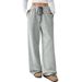 "Casual Drawstring Wide-Leg Pants – Elastic Waist Straight Trousers For Women (S-XL, Polyester, Grey)"_ecoleips.com