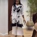 Women's Clothing Pleated Print Black Butterfly Animal Flower Print Top Wide Leg Straight Pants_ecoleips.com