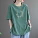Mom's Plus-Size Women's Clothing, 2026 Summer Loose, Casual, Comfortable, Fashionable And Artistic T-Shirt For Outerwear_ecoleips.com
