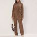 Autumn-Women's Relaxed Tie-Neck Knit Set – High-Neck Top & Wide-Leg Pants_ecoleips.com