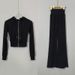 Korean Dongdaemun Slim Fit Sporty Hooded Zipper Short Jacket + High-Waisted Casual Pants Two-Piece Set For Women_ecoleips.com