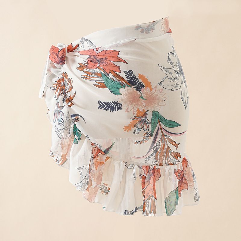 Women's Clothing Leopard Print Beach Vacation Chiffon Print Tie Dye Strap Beach Wrap Skirt Blouse_ecoleips.com