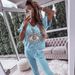 2024 European And American Cross-Border Trade Women's Summer Evil Eye Sequin Pattern Short Sleeve Long Pants Fashion_ecoleips.com