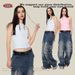 BE Women's Clothing 2025 Spring Summer New American Retro Distressed Female Pure Desire Style Hot Girl Slim Pullover_ecoleips.com
