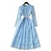 Women's Elegant French Style Lace Dress With Rhinestone Studs Long Sleeves Ruffled Waist Cinching Slimming Sophisticated For Autumn_ecoleips.com