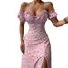 Colors 5 Sizes In Stock Foreign Trade Women's New Sexy Slim Mid-Length Floral French Strap Dress_ecoleips.com