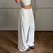 Women's Clothing Casual Wide Leg Pants Adjustable Drawstring Soft Cotton Blend, High Waisted Loose Fit, Streetwear Essentials (White, S-XXL)_ecoleips.com