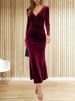 K New V-neck Bag Hip Skirt Slim Fit Elegant Temperament Fish Tail Dress Evening Gown_ecoleips.com