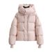 Women's Short Padded Coat – Winter-Ready Polyester Quilted Jacket With Spot Pattern (M-XXL, Pink/Black/White/Brown)_ecoleips.com