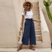 Suitable For All Seasons 2025 New Women's Summer Elastic Waist Solid Color Cotton Linen Belt Casual Wide-Leg Cropped Pants For Women_ecoleips.com