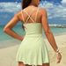 Lily Print One Piece Swimsuit Skirt Style Crossback Open Back Bikini European American Women's Hot Spring Resort 2026 New Cross Border_ecoleips.com